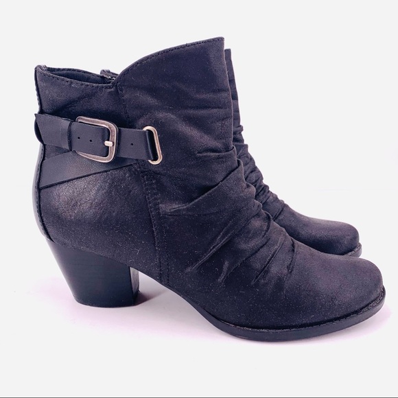 BareTraps Shoes - BareTraps Rikita Black Slouch Heeled Booties